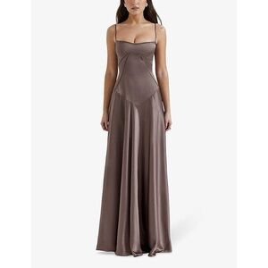 House of cb Anabella Lace-Up Satin Gown